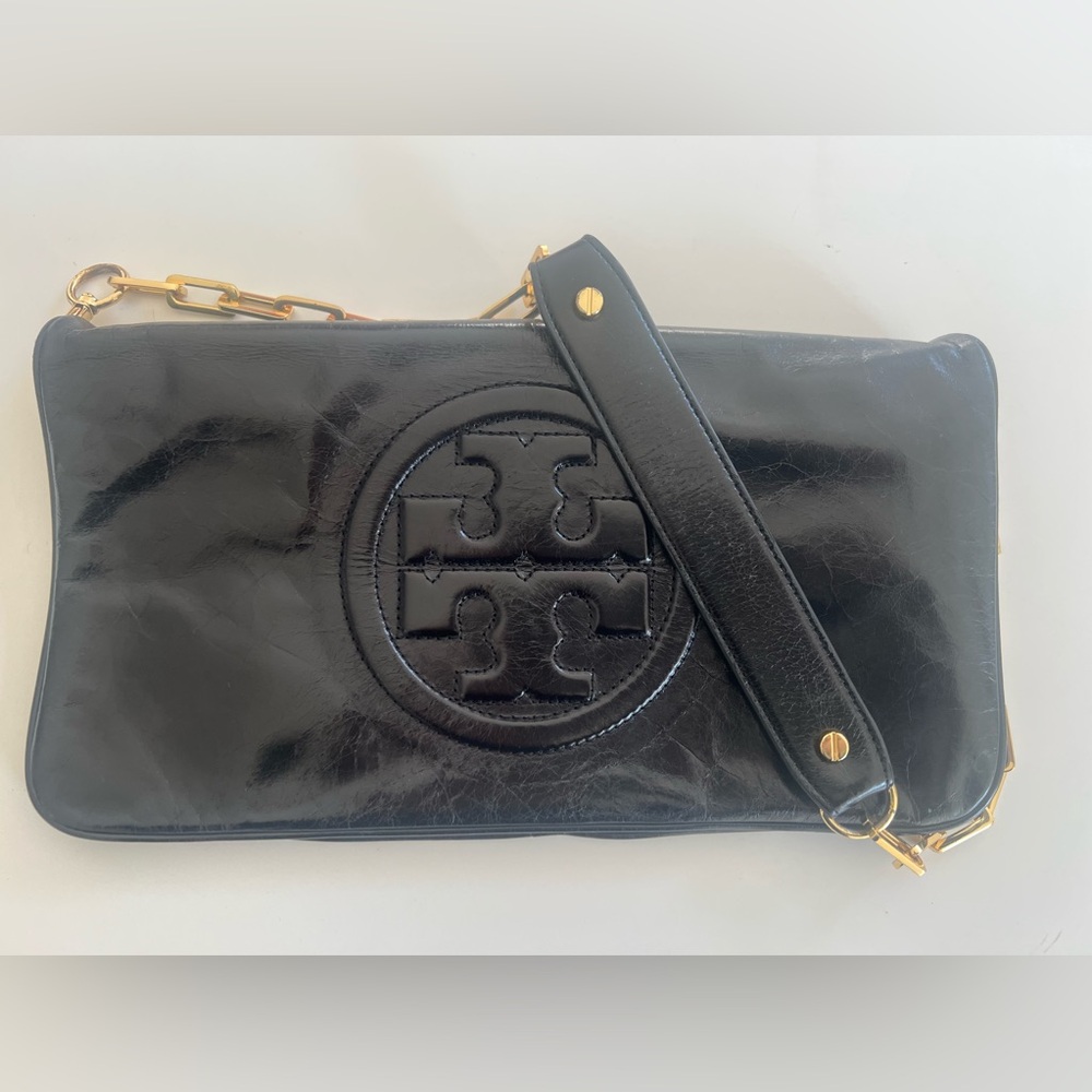 Tory Burch Bombe Reva leather purse/clutch in black